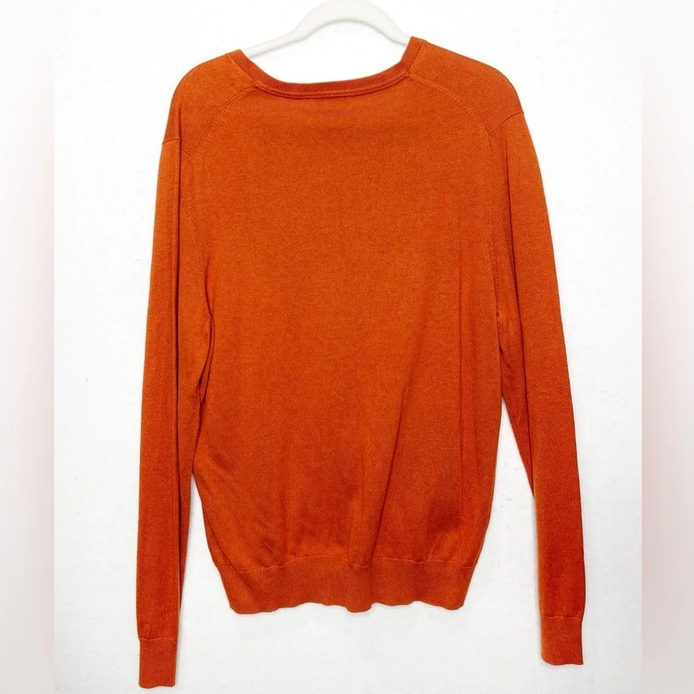 Banana Republic Luxury Brand V-Neck Silk Cashmere Cotton Blend Sweater Orange
